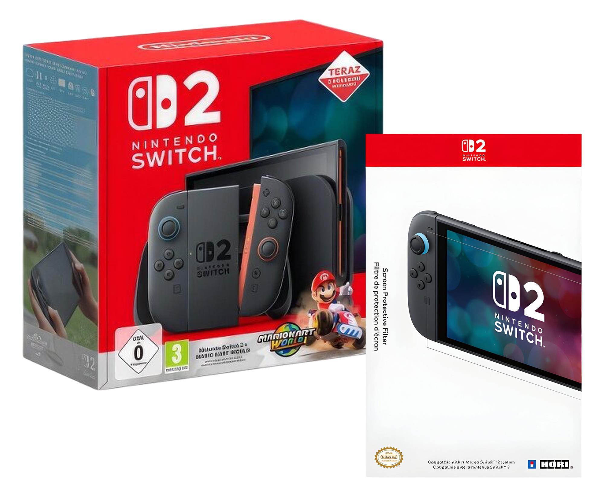 Nintendo Switch 2 + Mario Kart World + Hori Screen Protective