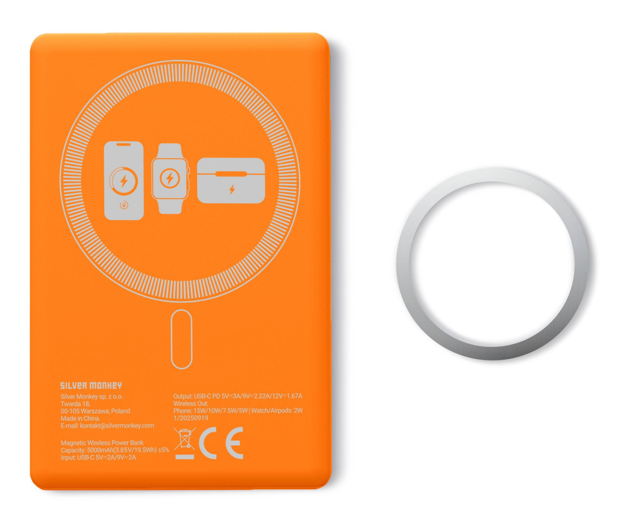 Silver Monkey Smart 5 000 mAh MagSafe UltraSlim 3w1 Kosmiczny pomarańcz