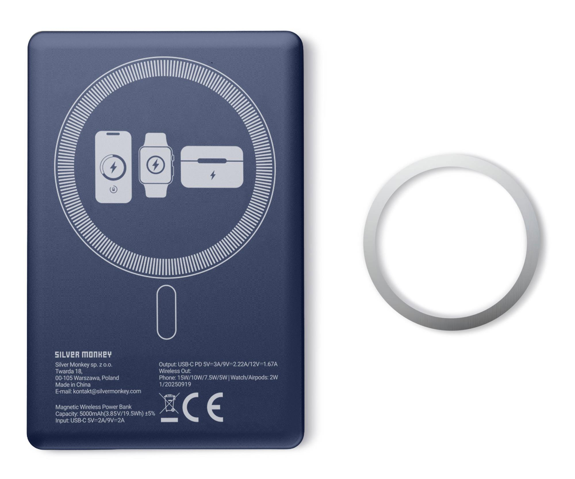 Silver Monkey Smart 5 000 mAh MagSafe UltraSlim 3w1 Głębinowy błękit