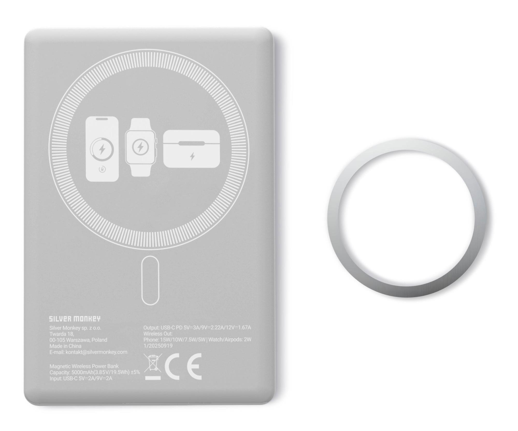 Silver Monkey Smart 5 000 mAh MagSafe UltraSlim 3w1 Biały obłok