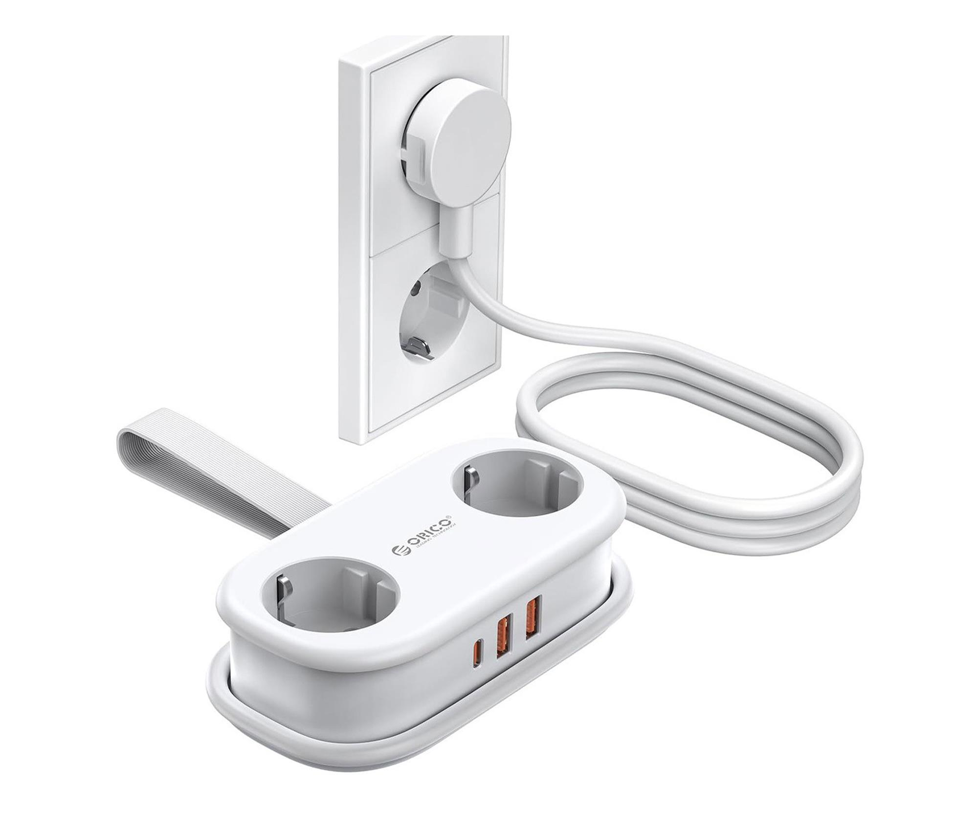 Orico Listwa zasilająca 2xSchuko, 2xUSB-A, USB-C, 1,5m , biała