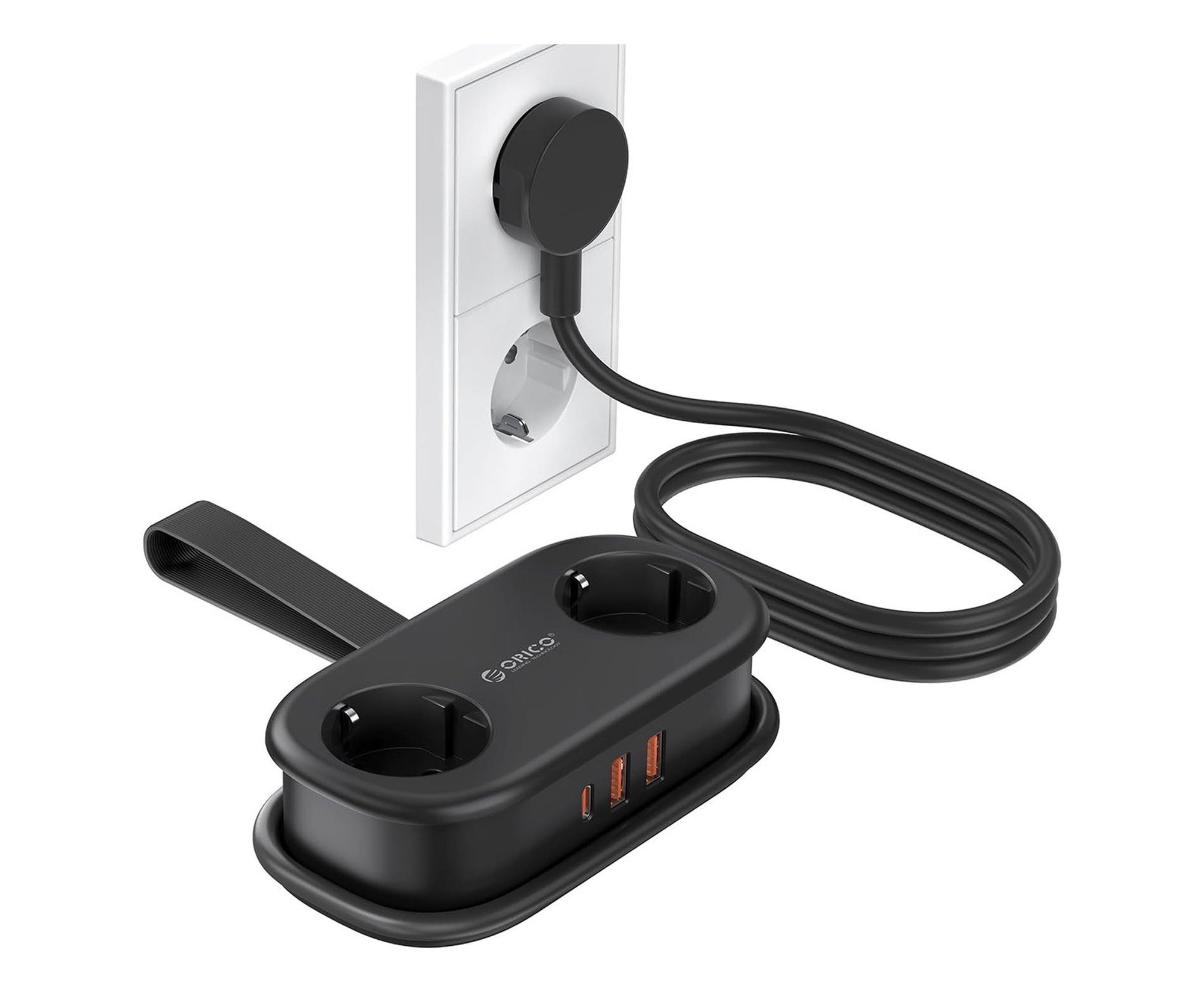 Orico Listwa zasilająca 2xSchuko, 2xUSB-A, USB-C, 1,5m , czarna