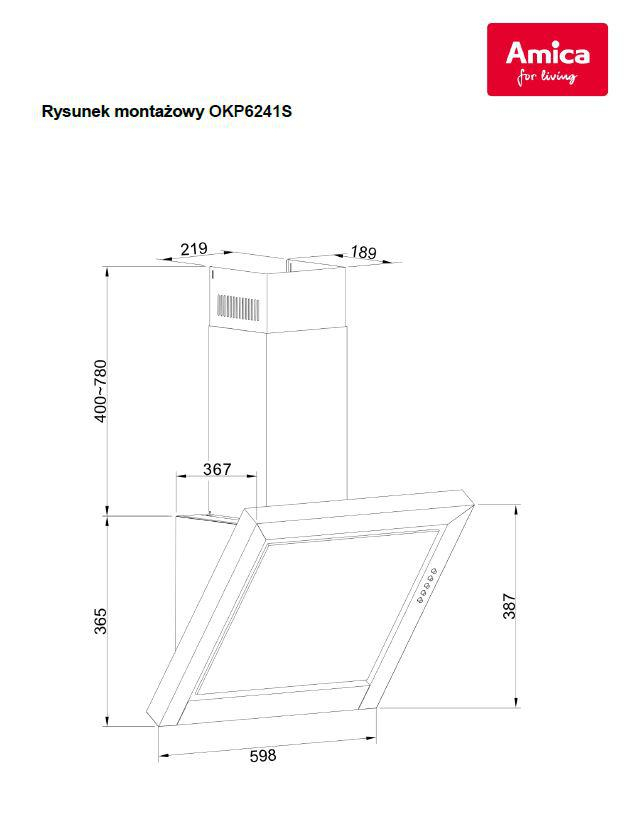 Amica OKP6241S Czarny 67 dB
