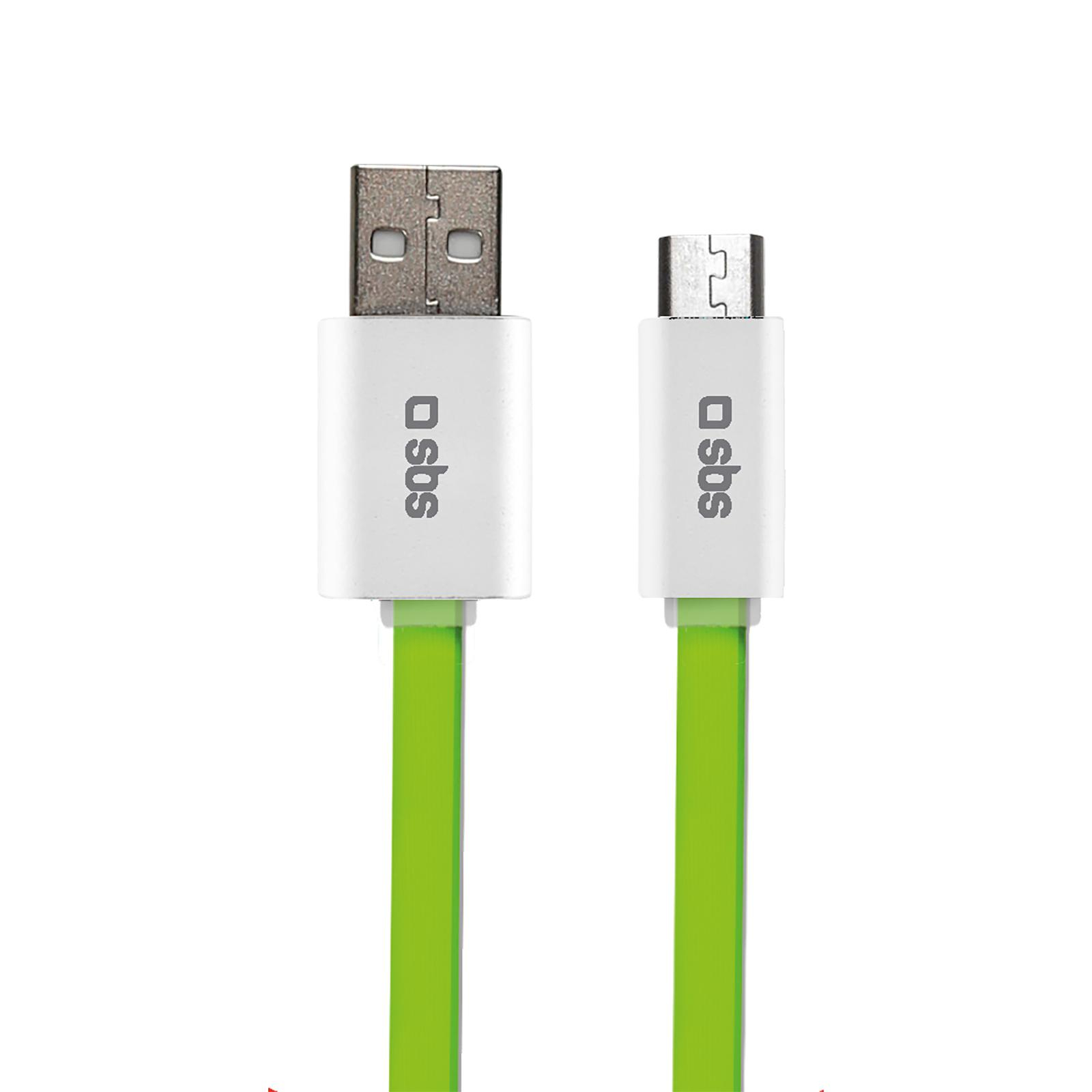 SBS microUSB - USB 1,5m plaski zielony