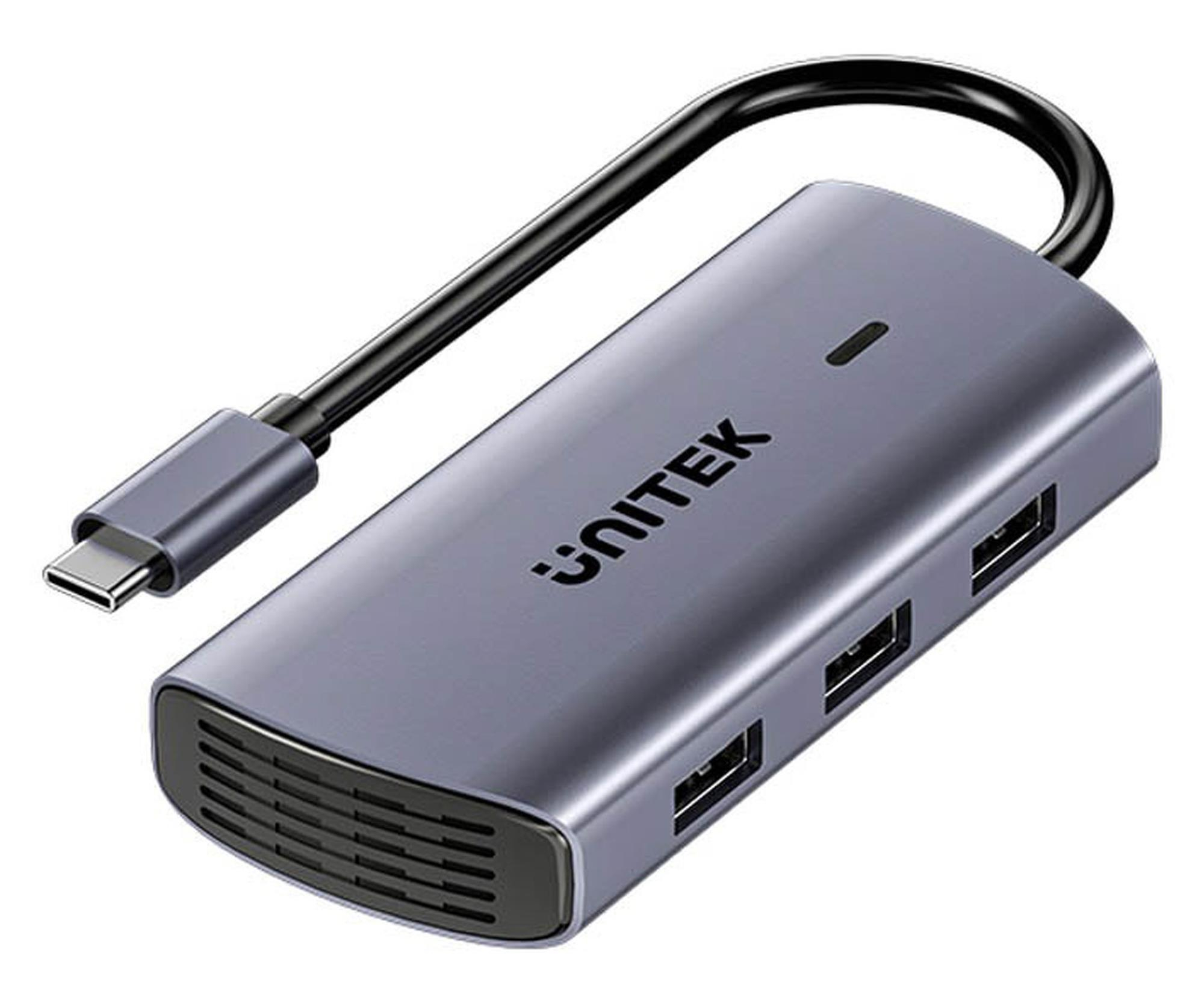Unitek USB-C 6w1 3x USB-A 5Gbps PD 100W HDMI 4K@30Hz RJ45