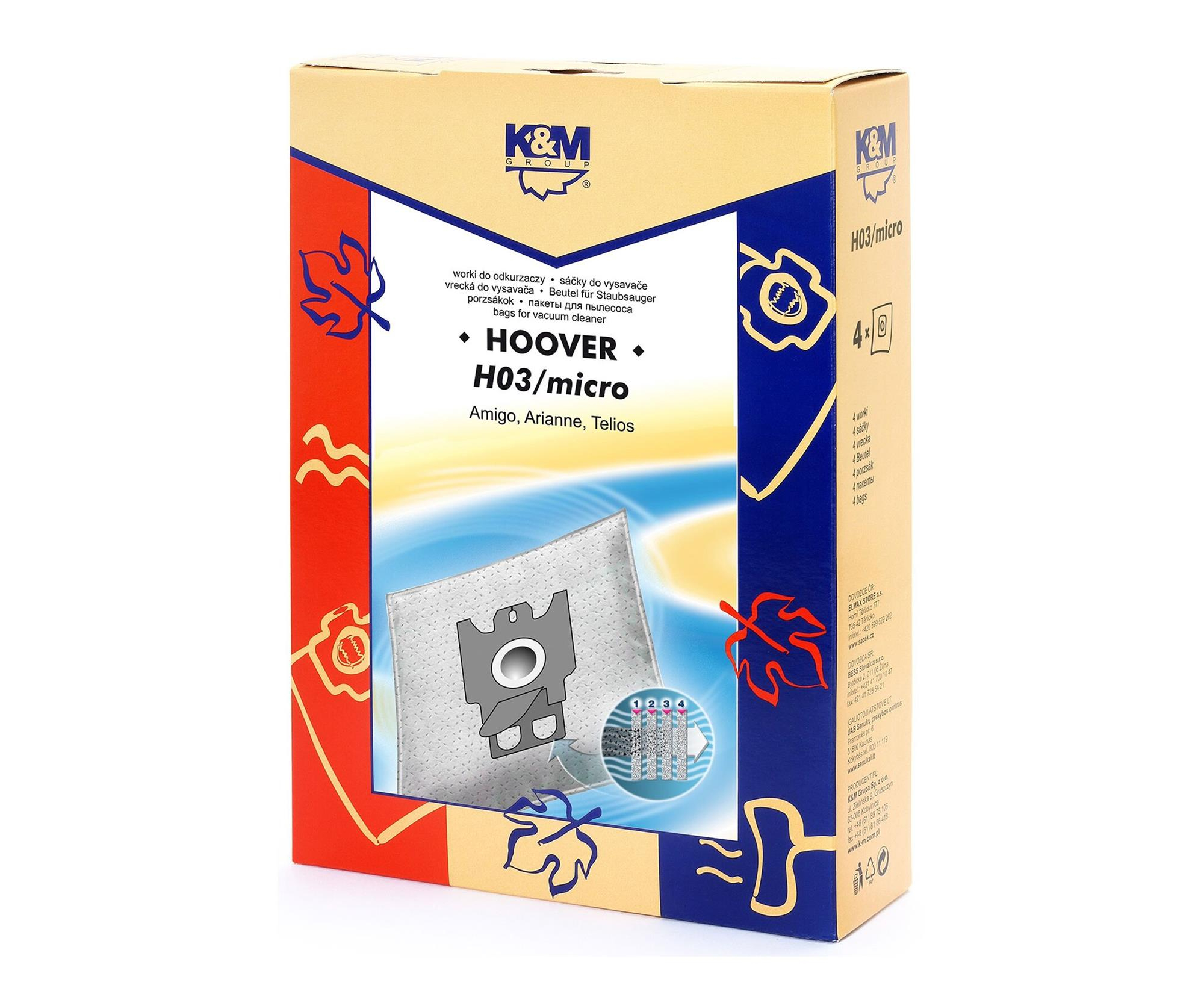 K&M Hoover H03 micro Worki do odkurzaczy 4 szt.