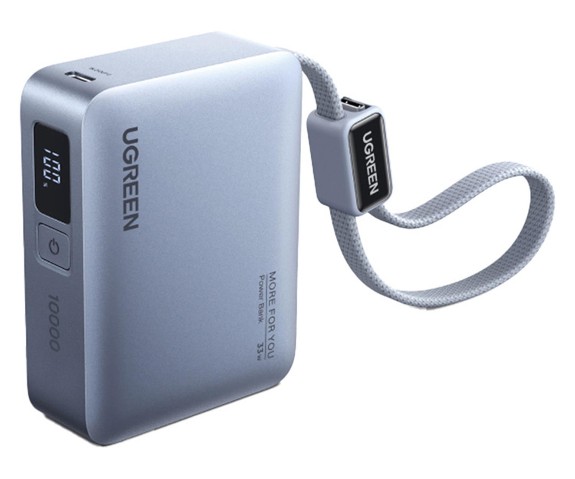 UGREEN Powerbank 10000mAh PB584 USB + USB-C 33W wbudowany kabel