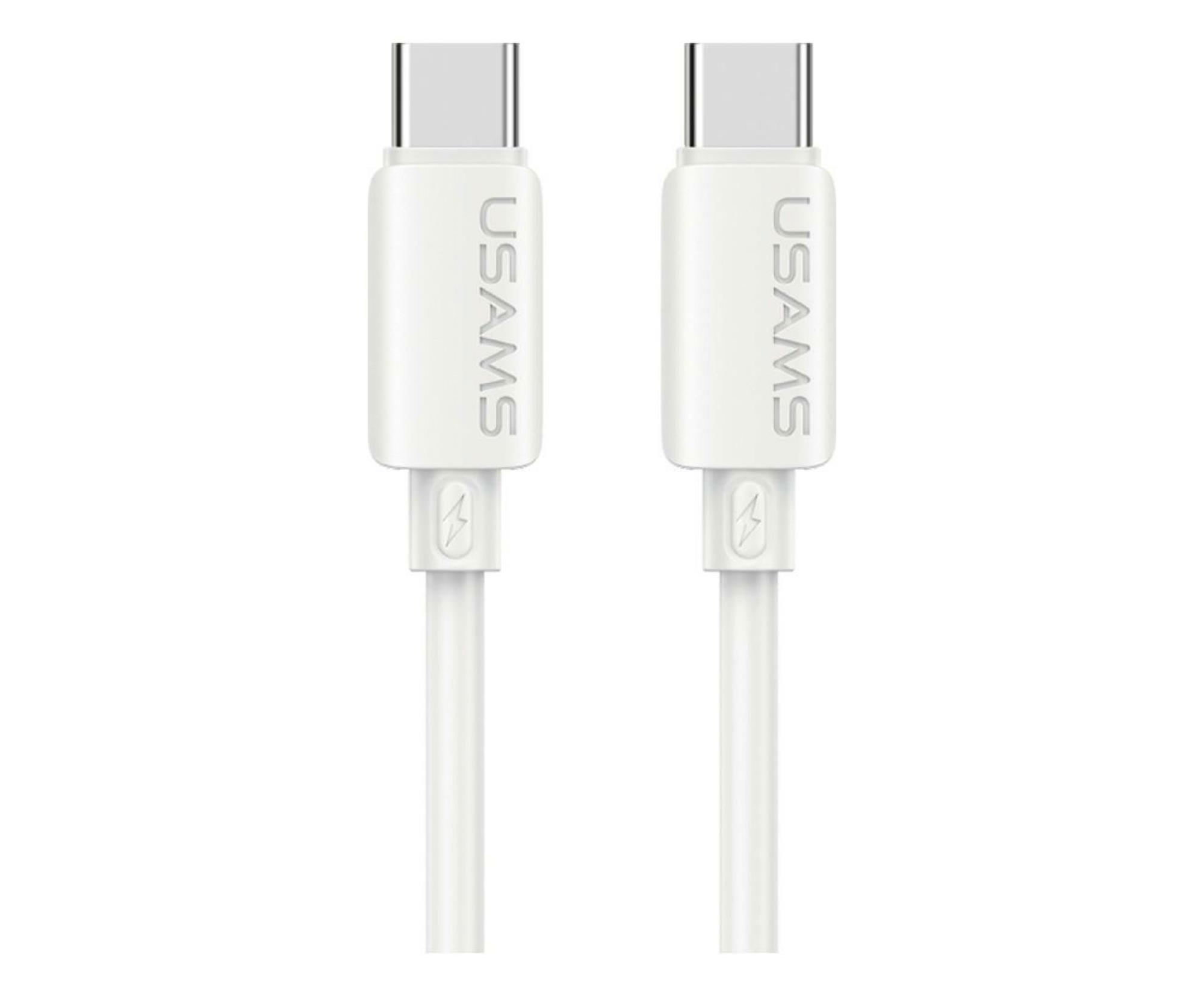 USAMS Kabe 60W 3A Silicone Fast Charging USB-C do USB-C biały