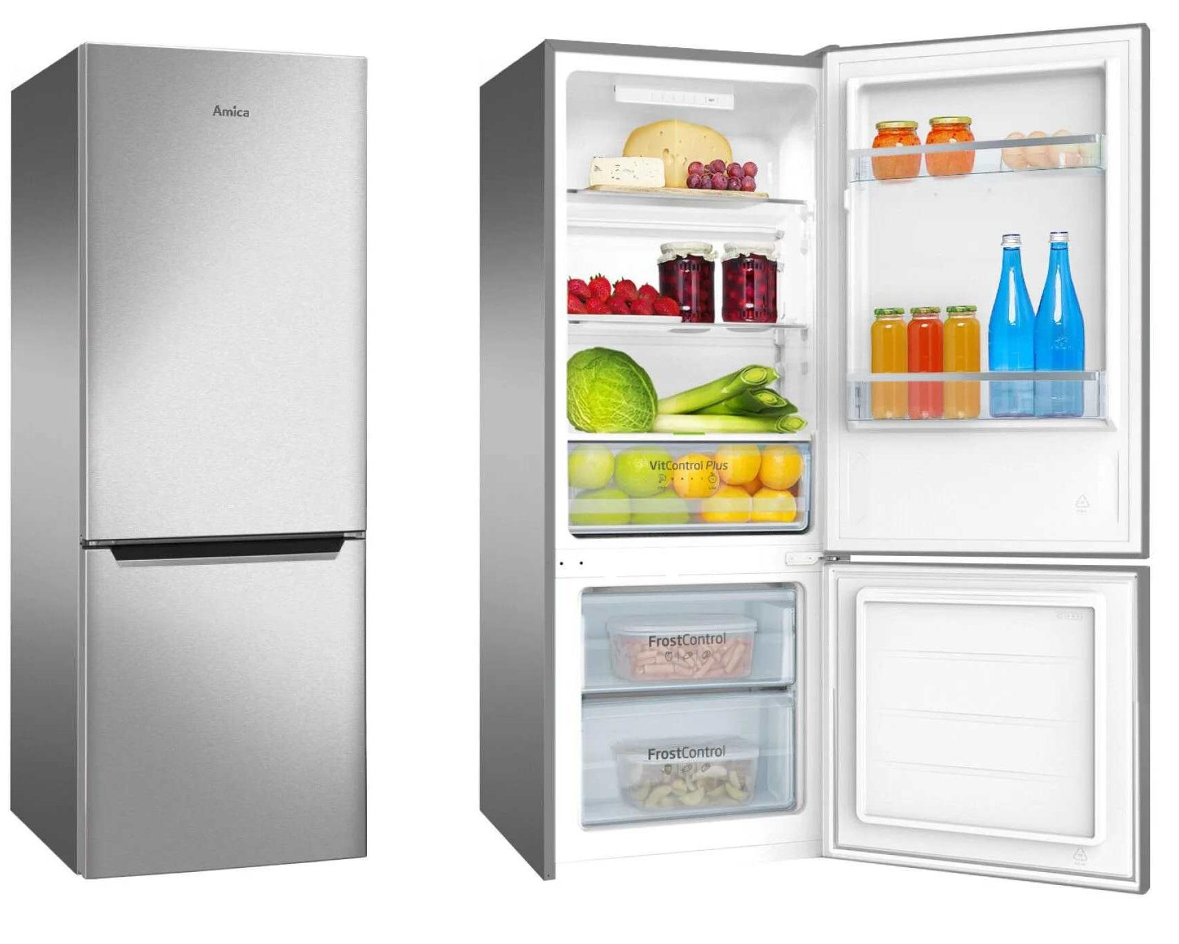 Amica FK244.4X(E) FrostControl 144cm Srebrna SlimSize 205L