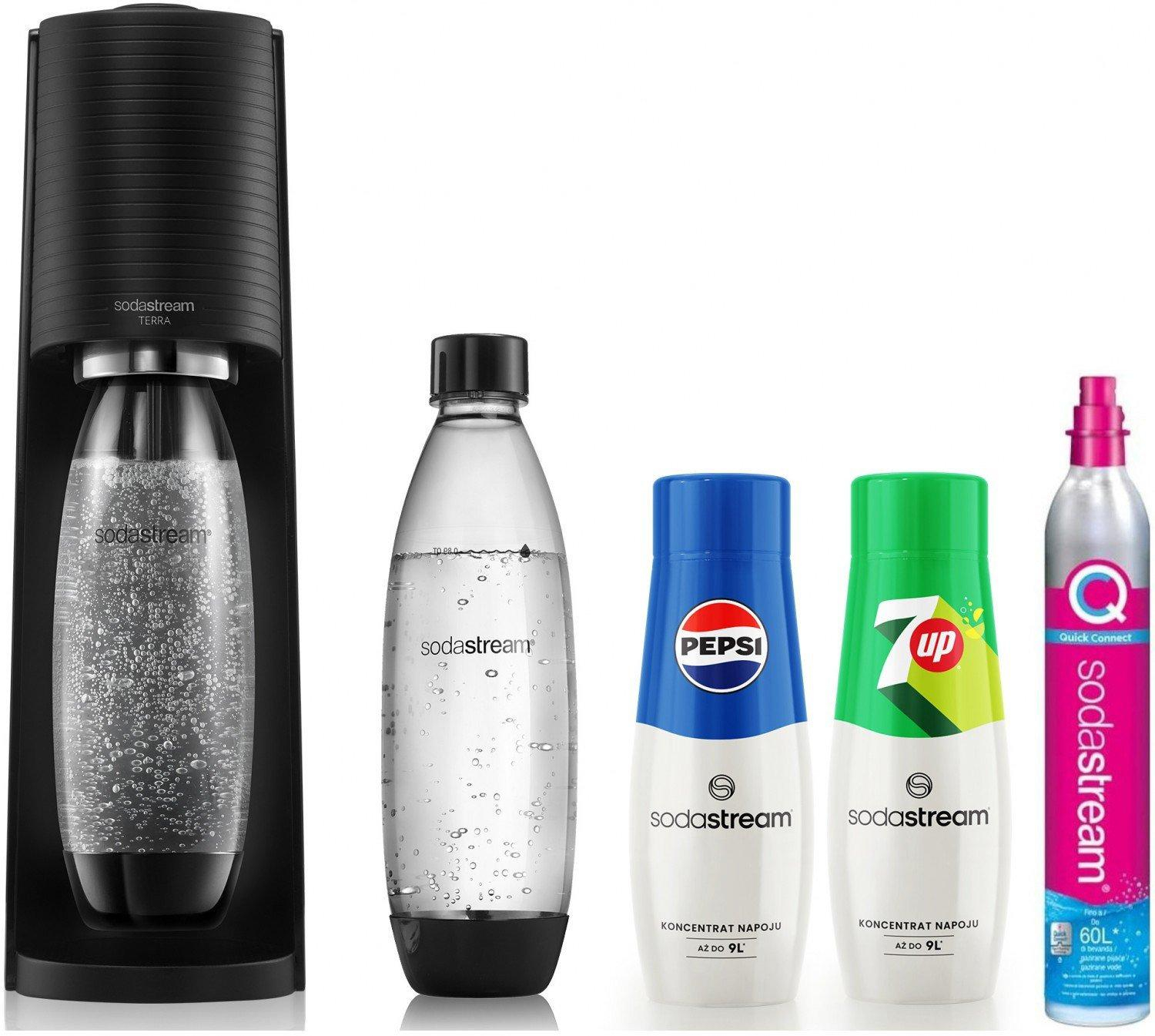 SodaStream Saturator Terra 2 butelki czarny +syrop Pepsi 440ml+syrop 7U
