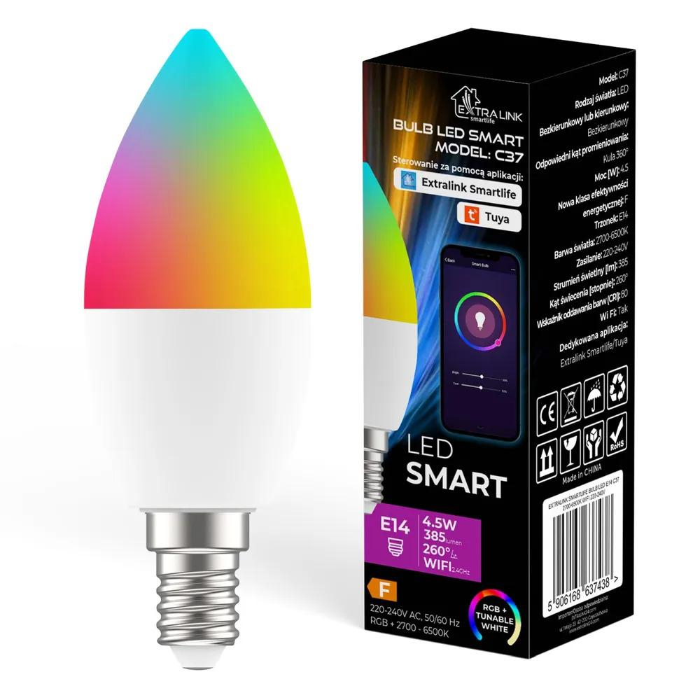 ExtraLink Żarówka SMARTLIFE LED E14 C37 2700-6500K WIFI 220-240V