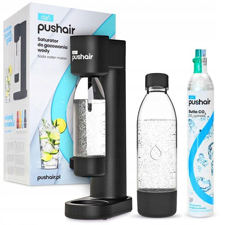 Dafi PUSHAIR SATURATOR Z NABOJEM CO2 + 2 BUTELKI 0,7 - CZARNY