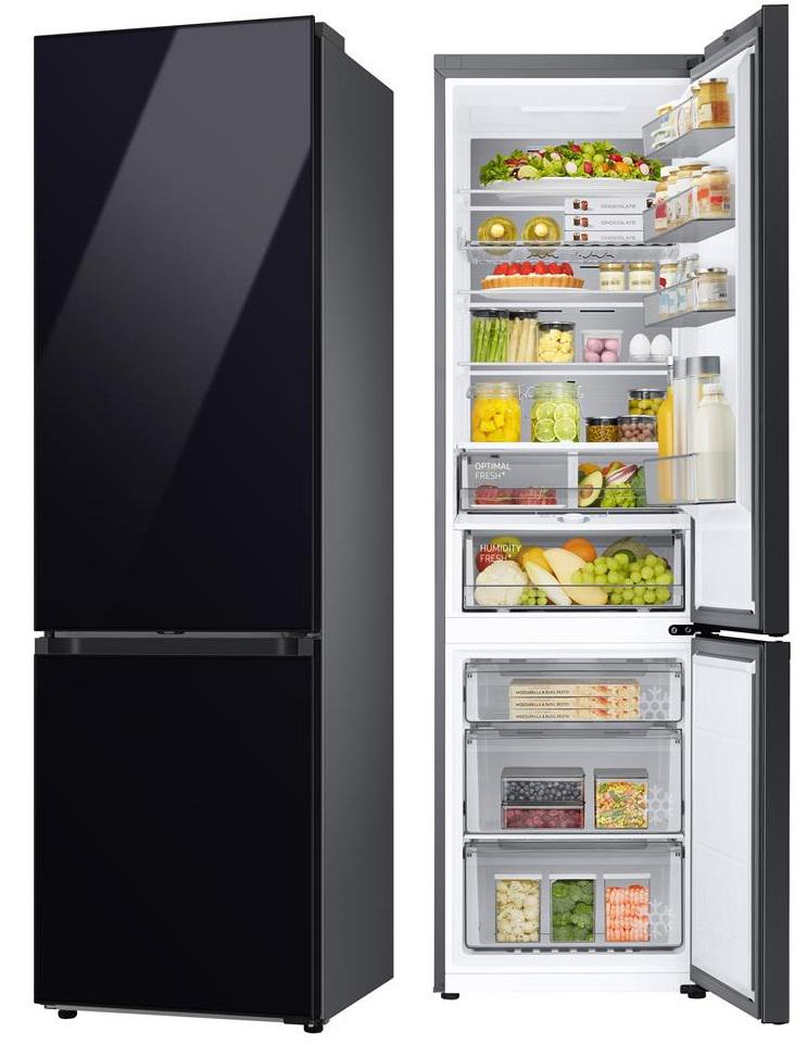 Samsung RB38C7B5D22 EF No Frost 203cm Czarne Szkło Bespoke AI 390L