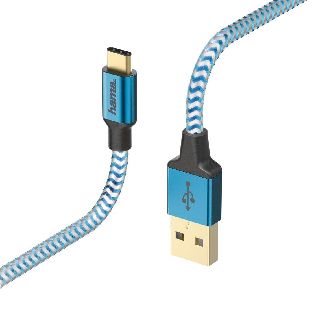 Hama KABEL USB - USB-C 1.5M HAMA REFLECTED niebieski #