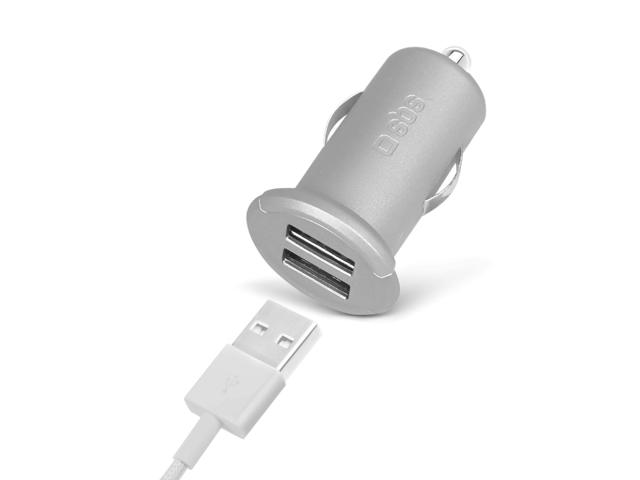 SBS Ladowarka Samochodowa SBS 2.4 A 2 USB Srebrna