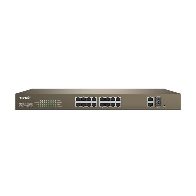 Tenda TEF1218P-16-250W 16-portowy 10/100 Mbps z 2 Gigabit Web