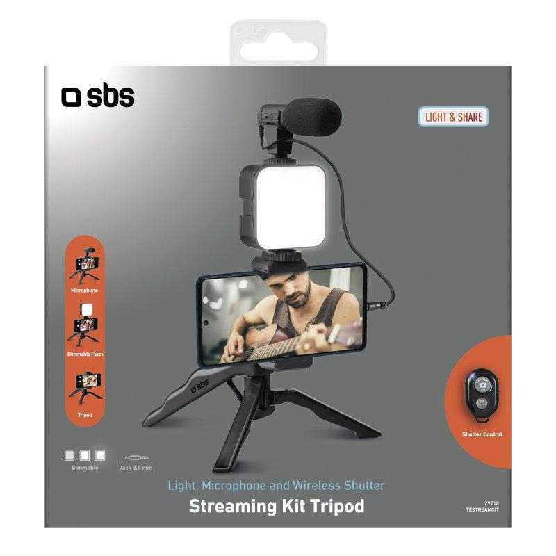 SBS Tripod bezprzewodowy SBS ze światłem LED i mikrofonem