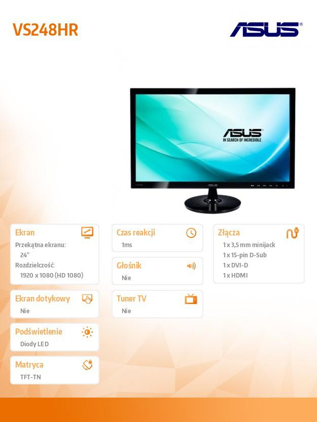 ASUS ASUS 24'' VS248HR 90LME3001Q02231C- Czarny