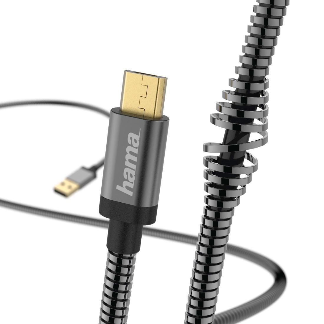 Hama KABEL USB-microUSB 1.5M HAMA METAL czarny