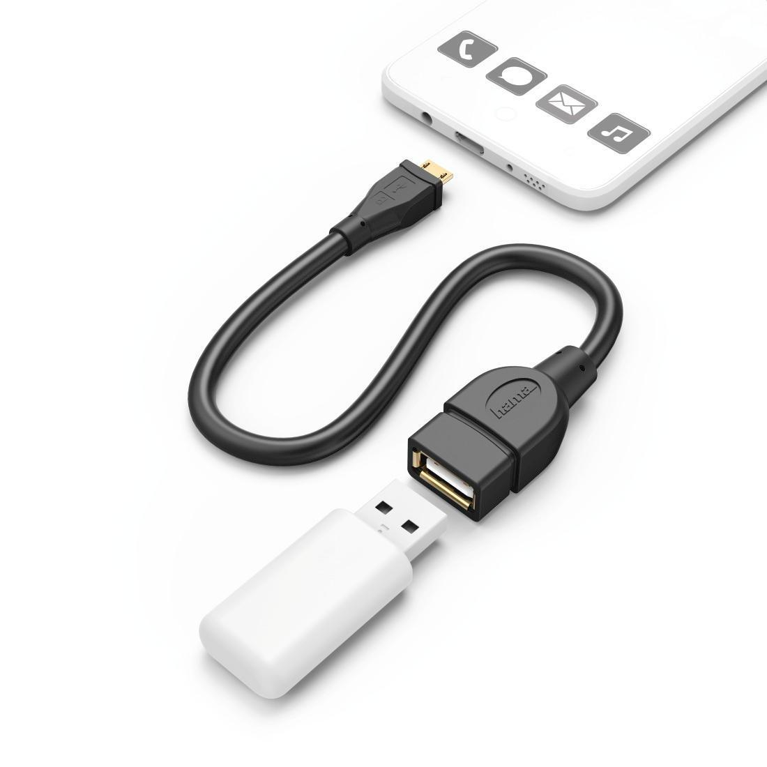 Hama KABEL OTG USB-USB 0.15M HAMA czarny