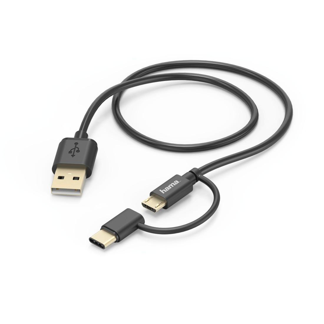 Hama KABEL Combo USB - microUSB/USB-C HAMA czarny #