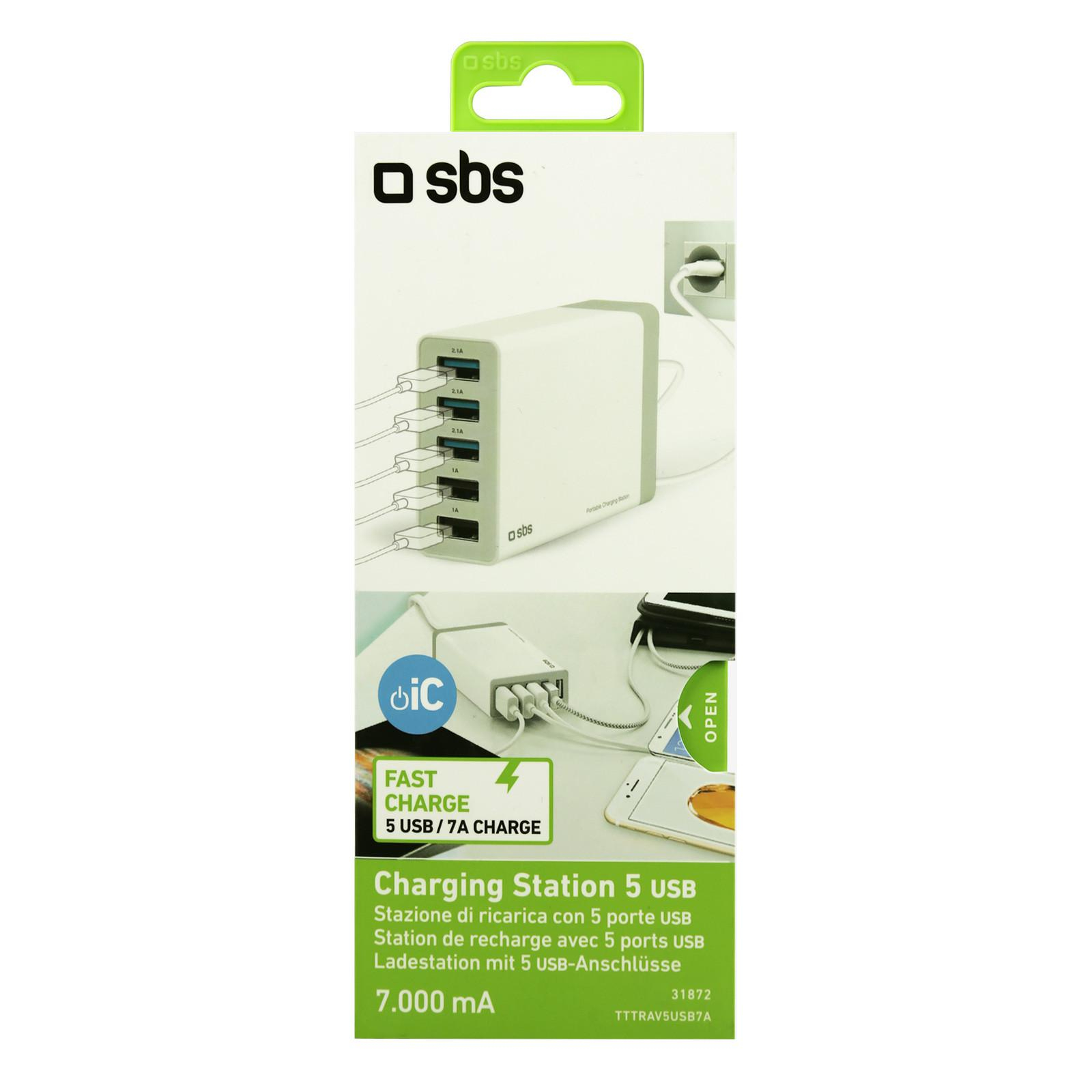 SBS Stacja ładująca SBS 5xUSB 7A biała