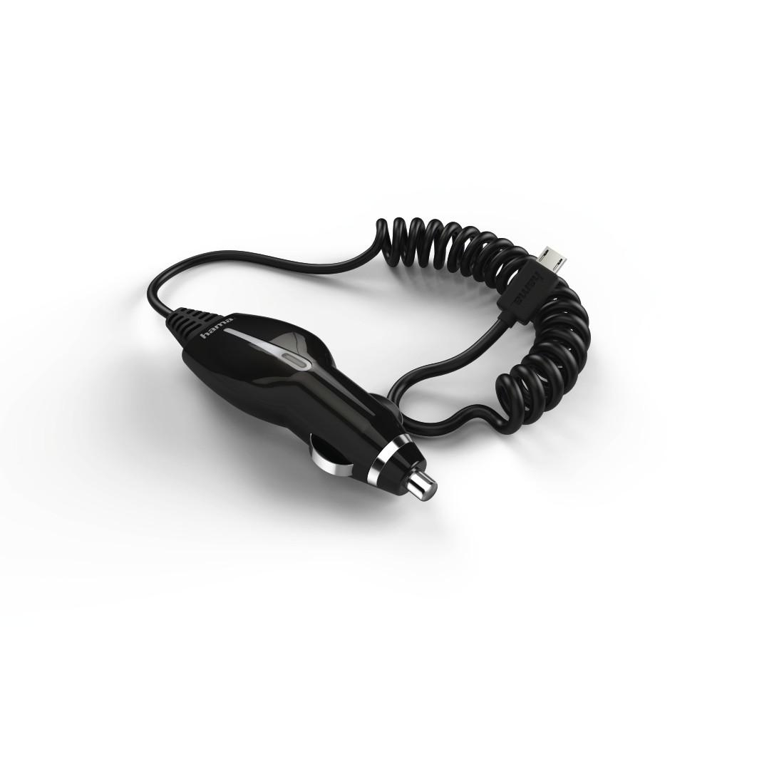 Hama Ładowarka samochodowa HAMA z kablem spiralnym microUSB 1,2A
