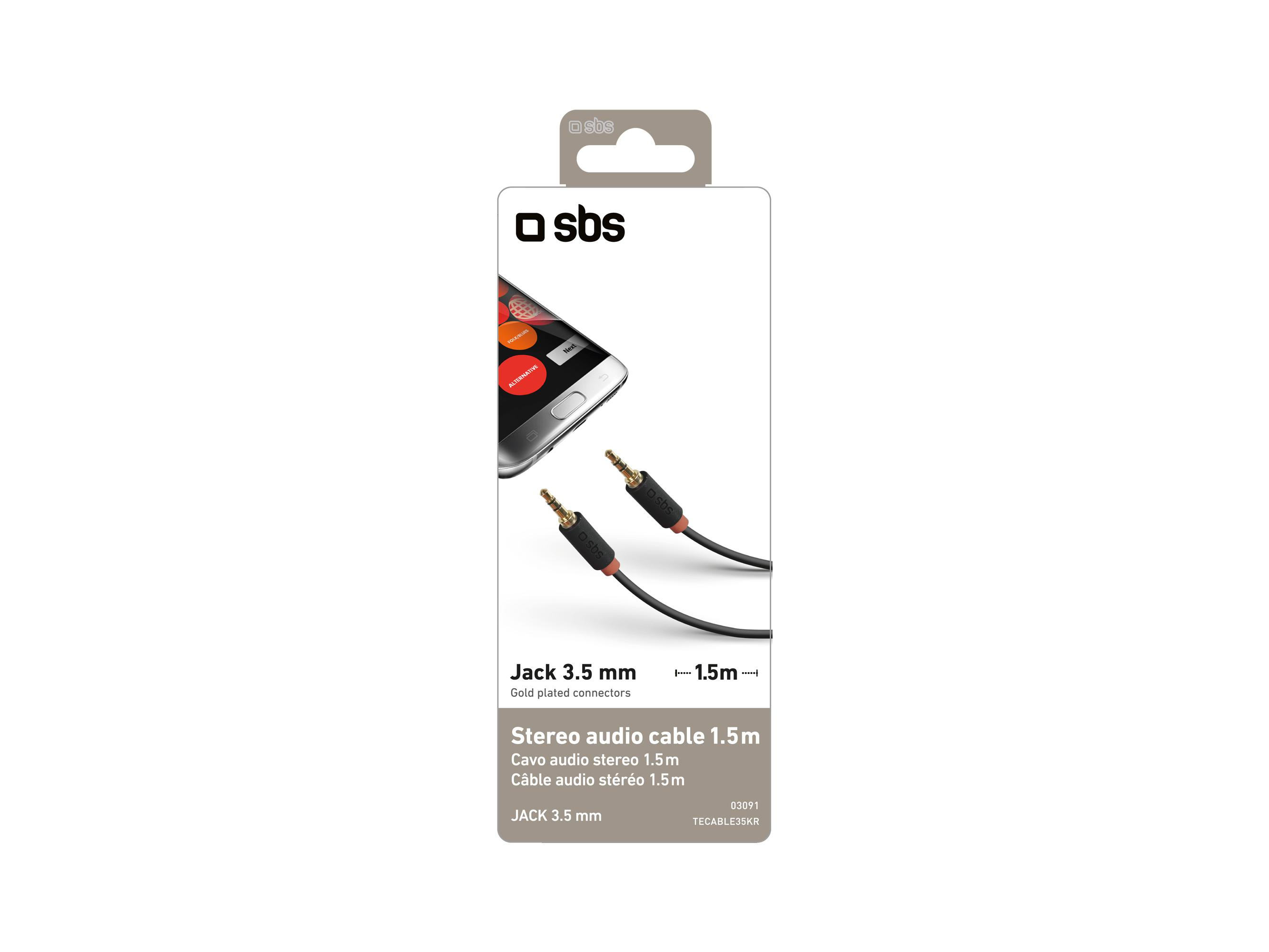 SBS Kabel Audio SBS Jack 3,5 - Jack 3,5 1,5 m Czarny