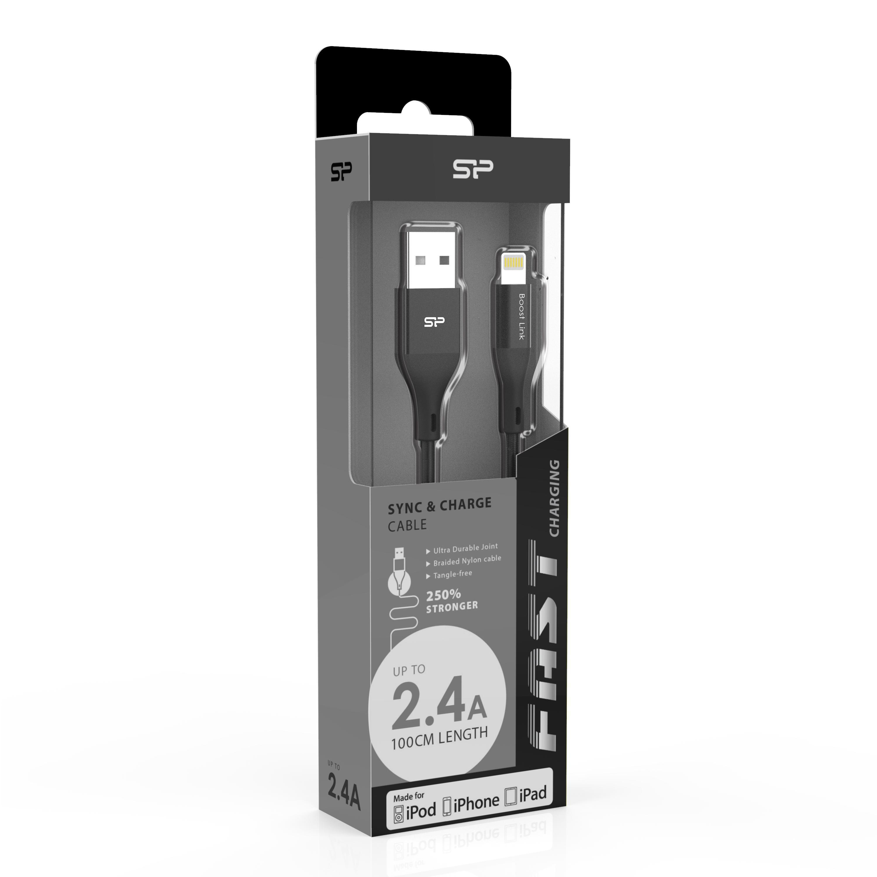 Silicon Power Kabel USB-Lightning MFI Silicon 1m w otulinie czarny