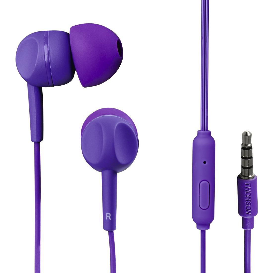 Thomson SŁUCHAWKI DOUSZNE THOMSON EAR3005PL Z MIK. Fioletowe #