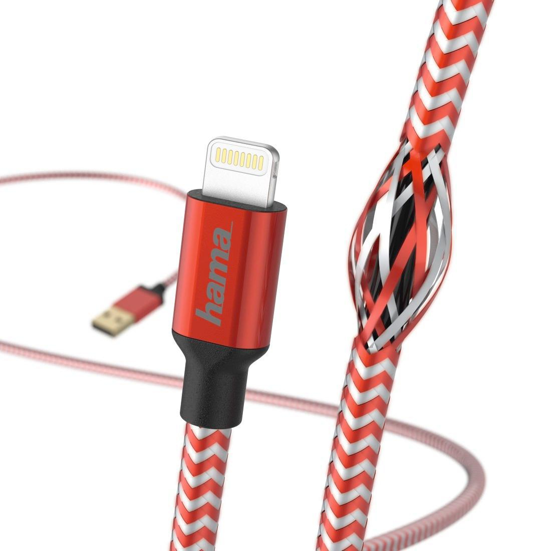 Hama USB-Lightning 1,5M MFI REFLECTED czerwony
