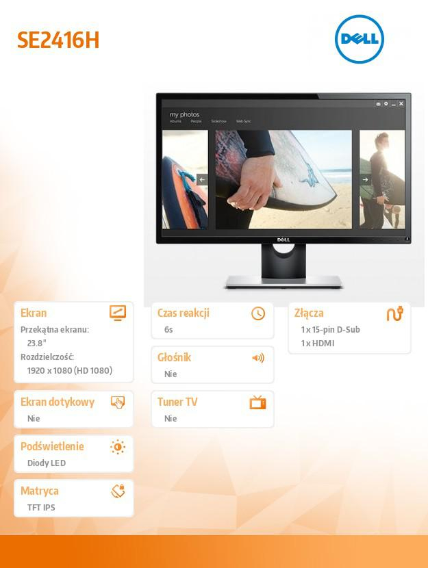 Dell DELL 23.8'' SE2416H IPS FHD Czarny