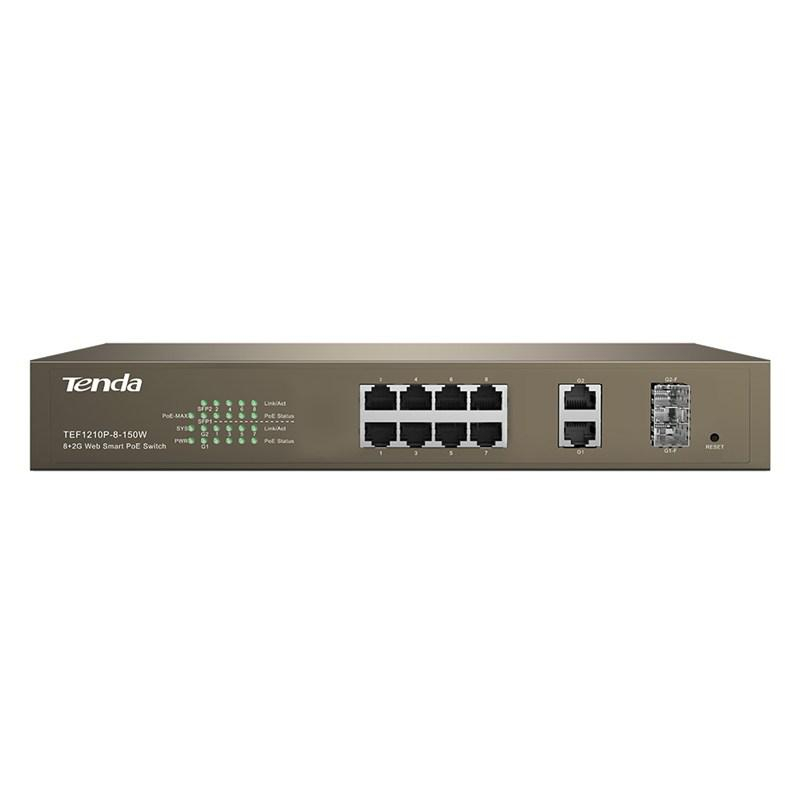 Tenda TEF1210P-8-150W 8 X 10/100Mbps + 2 Gigabit Combo Web Smart P