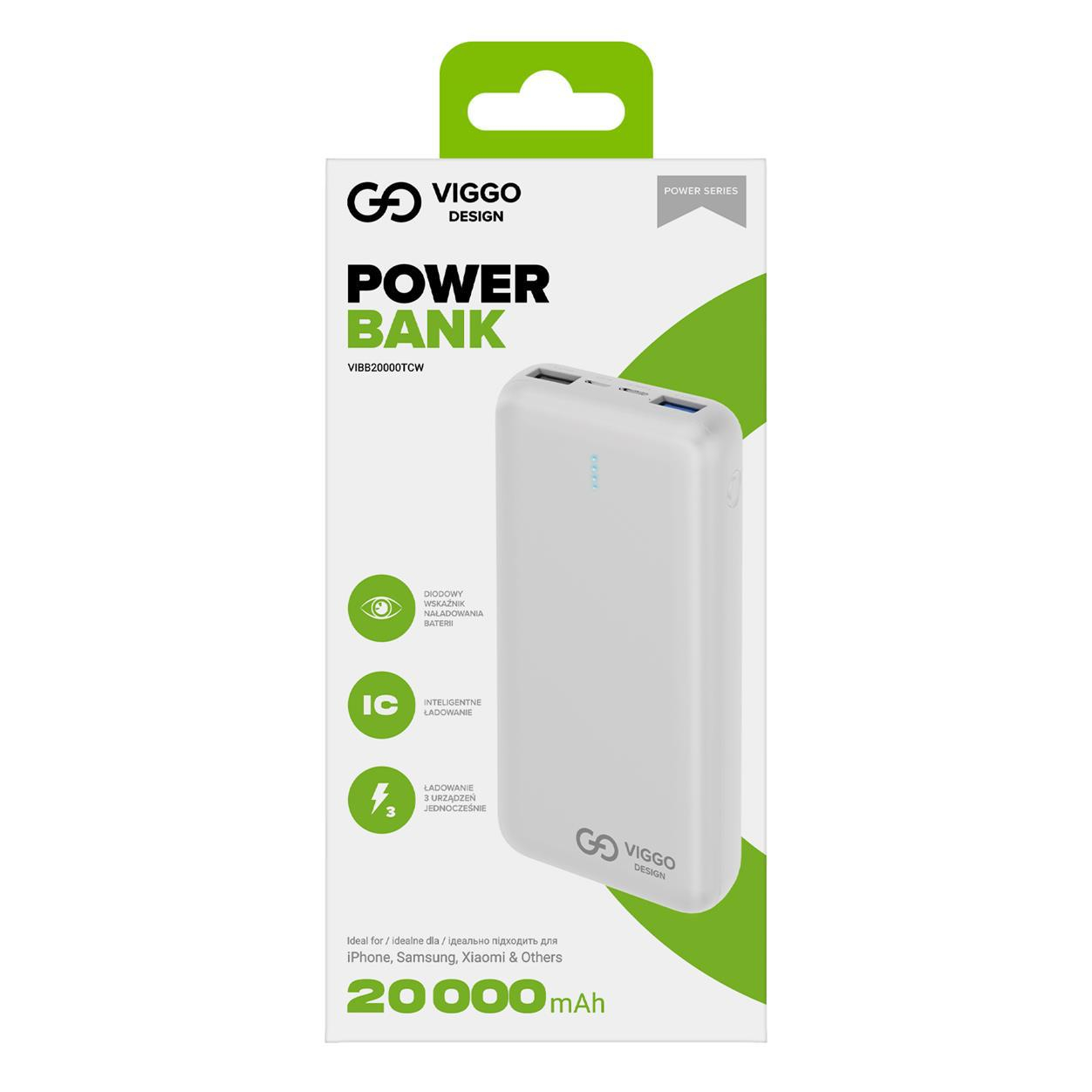 VIGGO DESIGN POWERBANK VIGGO 20.000 mAh USB-C Biały