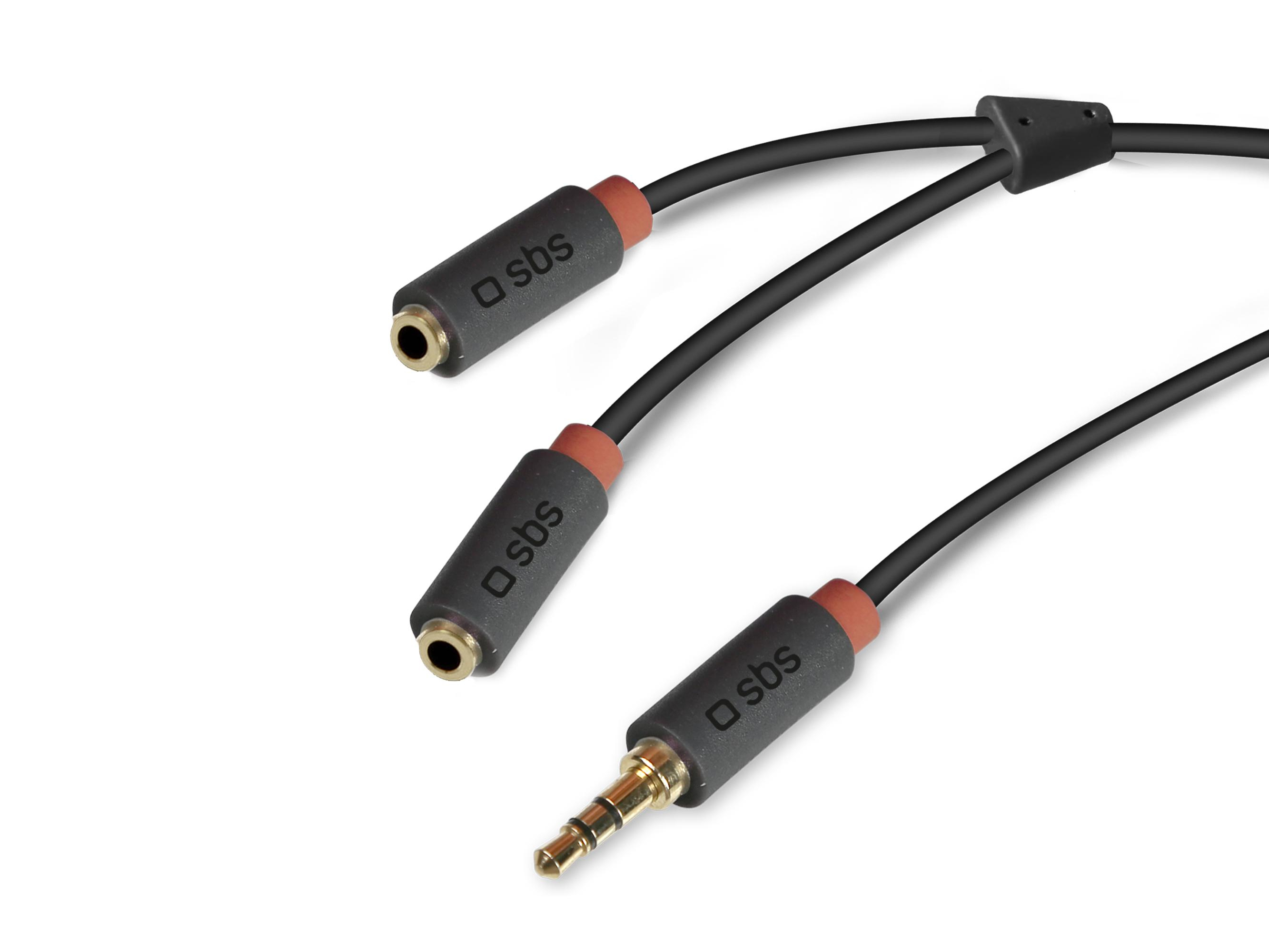 SBS Kabel Audio SBS Jack 3,5 - 2xJack 3,5 (żeńskie) 20 cm Czarny