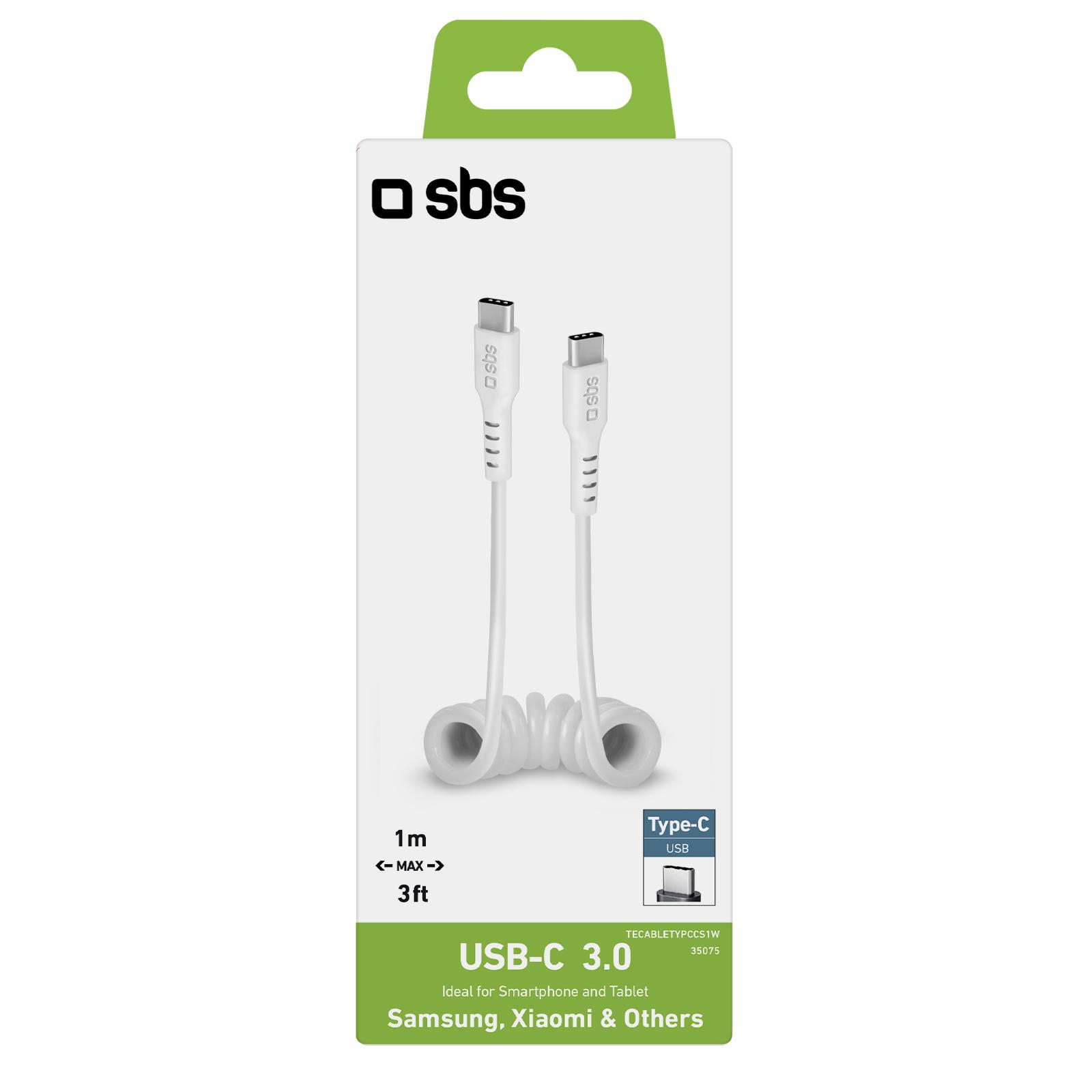 SBS Kabel USB-C - USB-C SBS MFI 1m sprężynka biały