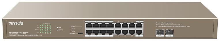 Tenda TEG1118P-16-250W PoE 16-portów 250W Gigabit Ethernet
