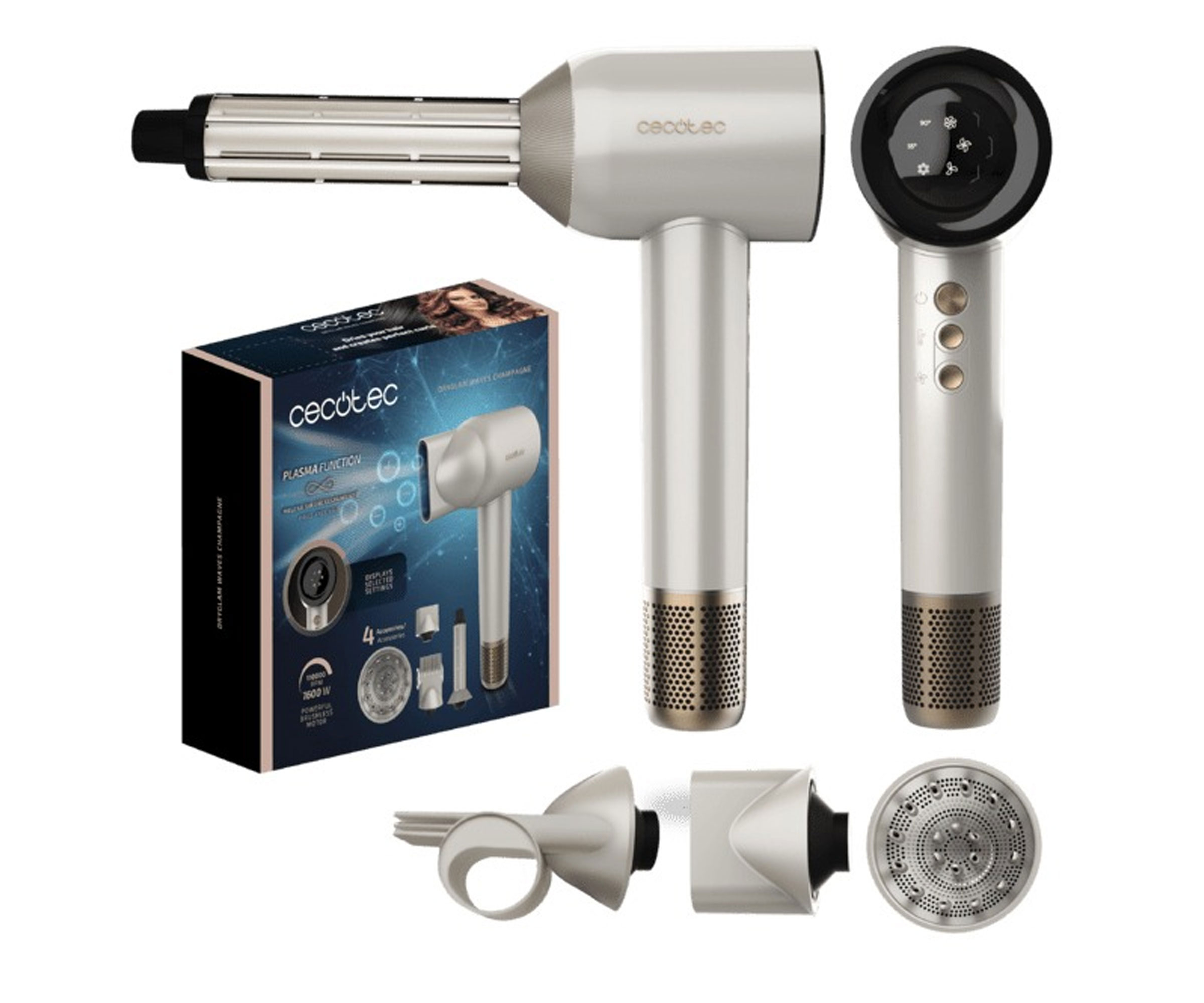 Cecotec Suszarka do włosów DryGlam Waves Champagne