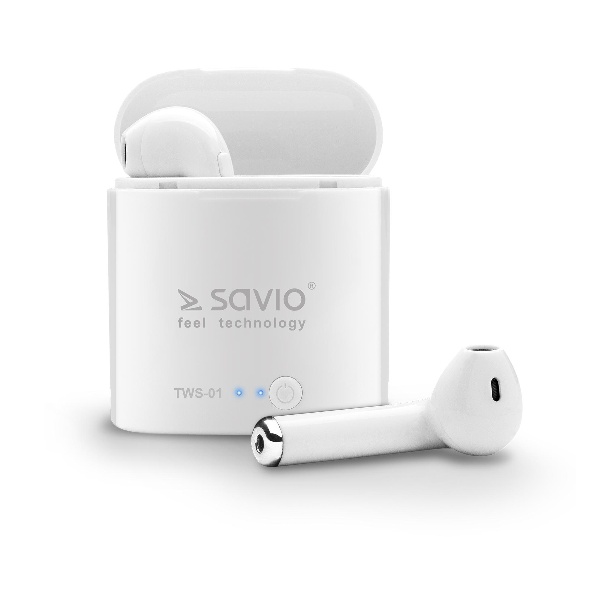 SAVIO SŁUCHAWKI DOUSZNE TWS SAVIO TWS-01 Białe #