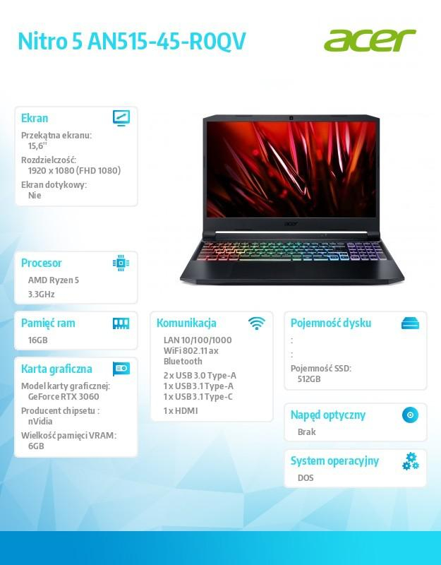 Acer Laptop Acer Nitro 5 AN515-45-R5B6 R7-5800H/16GB/1TB SSD/RTX