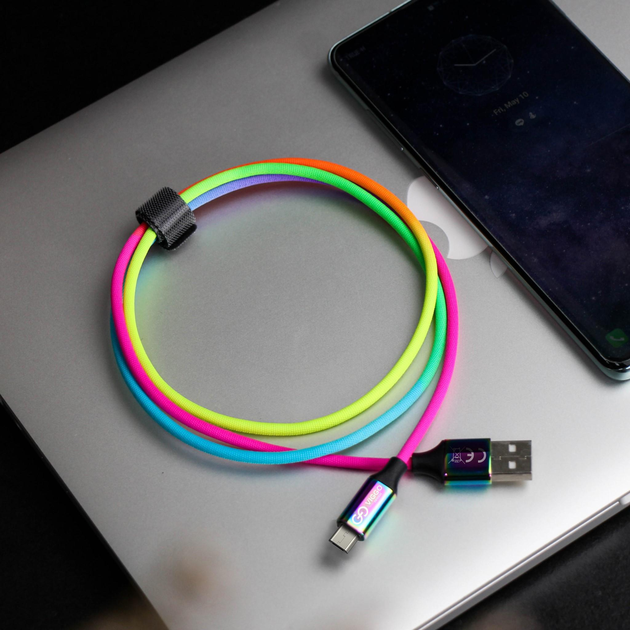 VIGGO DESIGN Kabel USB-microUSB VIGGO 1m Tęczowy