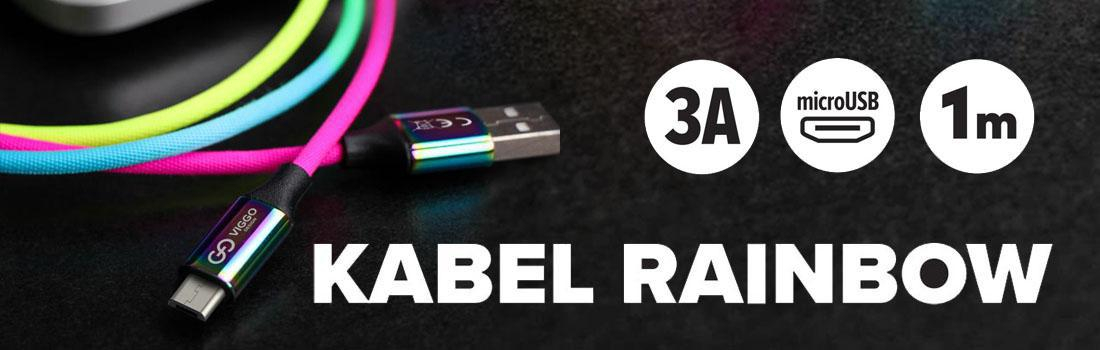VIGGO DESIGN Kabel USB-microUSB VIGGO 1m Tęczowy