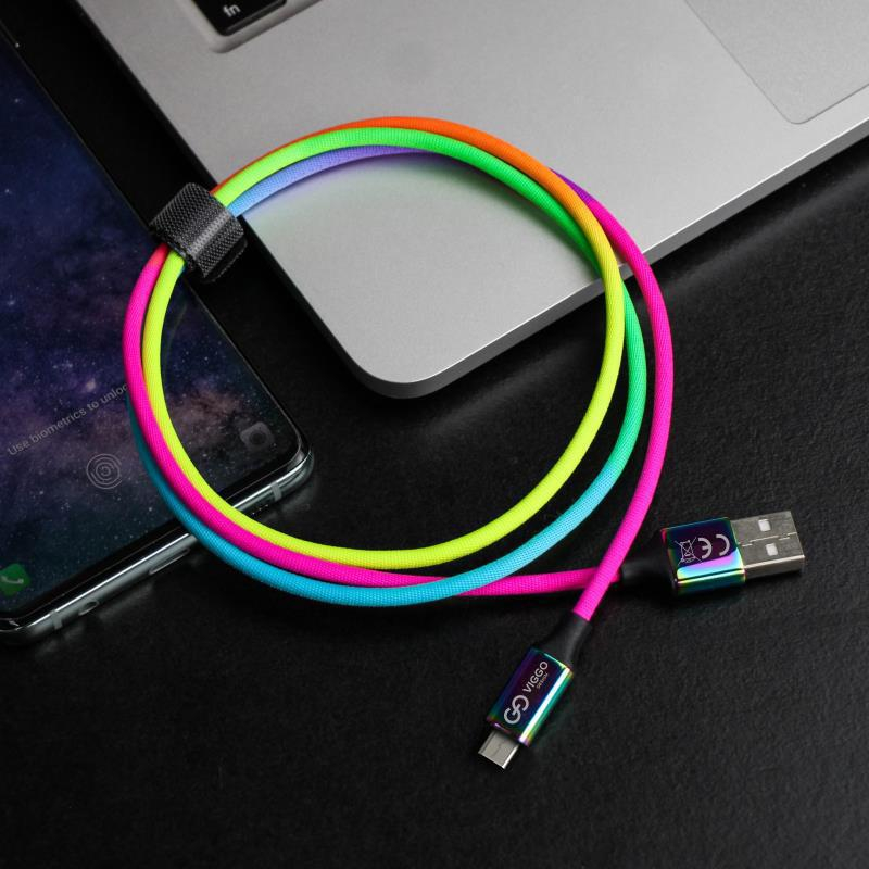 VIGGO DESIGN Kabel USB-microUSB VIGGO 1m Tęczowy