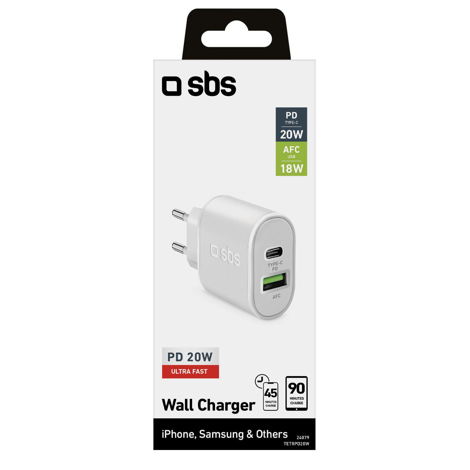SBS Ładowarka Sieciowa SBS PD 1xUSB 1xUSB-C 20W biała #