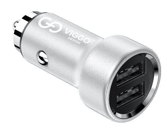 VIGGO DESIGN 2xUSB 3.4A Srebrna