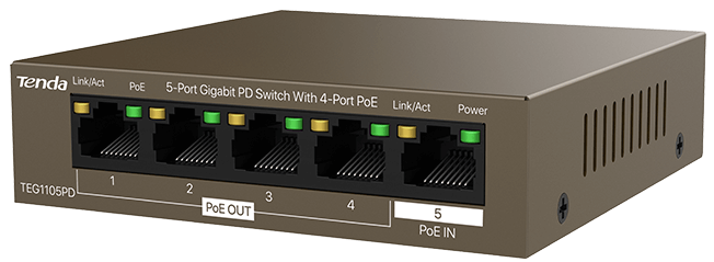 Tenda TEG1105PD 4-porty PoE Gigabit Ethernet PD-30W