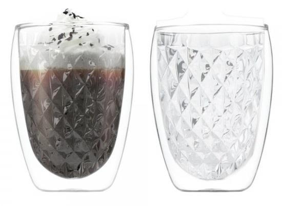 EZYSTYLE Szklanki termiczne Ezy Style Diamond 250ml do kawy 2 szt.