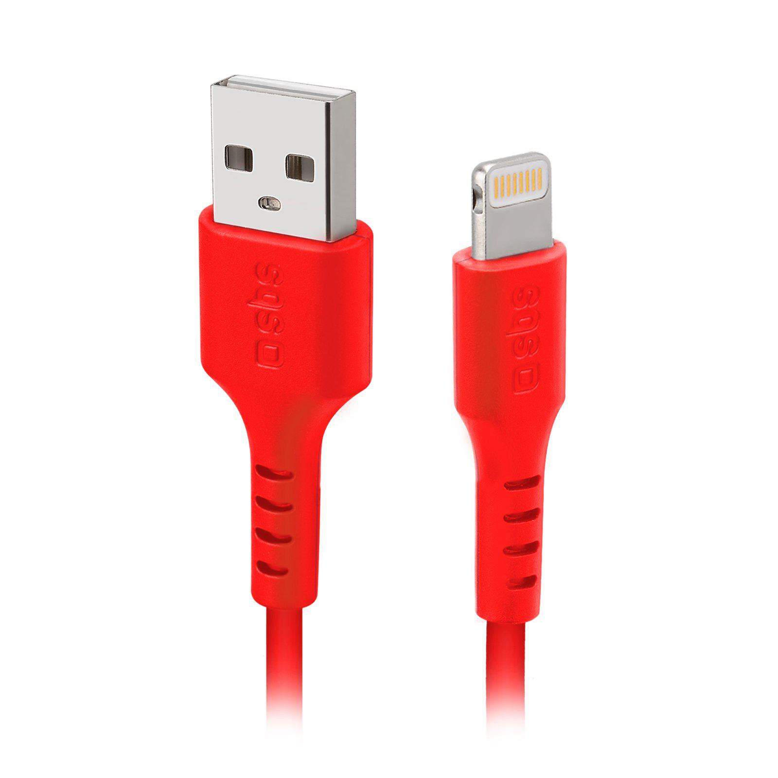SBS USB-LIGHTNING MFI 1m Czerwony