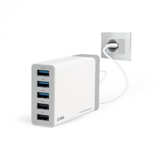 SBS Stacja ładująca SBS 5xUSB 7A biała