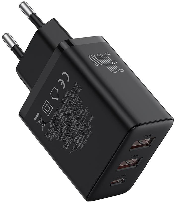 Baseus Ładowarka sieciowa Cube Fast Charger 2xUSB-A USB-C 30W Black